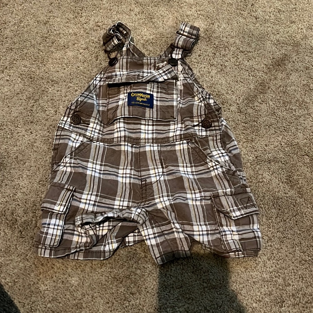 6 month brown plaid bibers